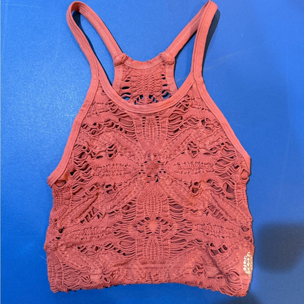 FP Movement by Free People Pink Lace Crop Top
